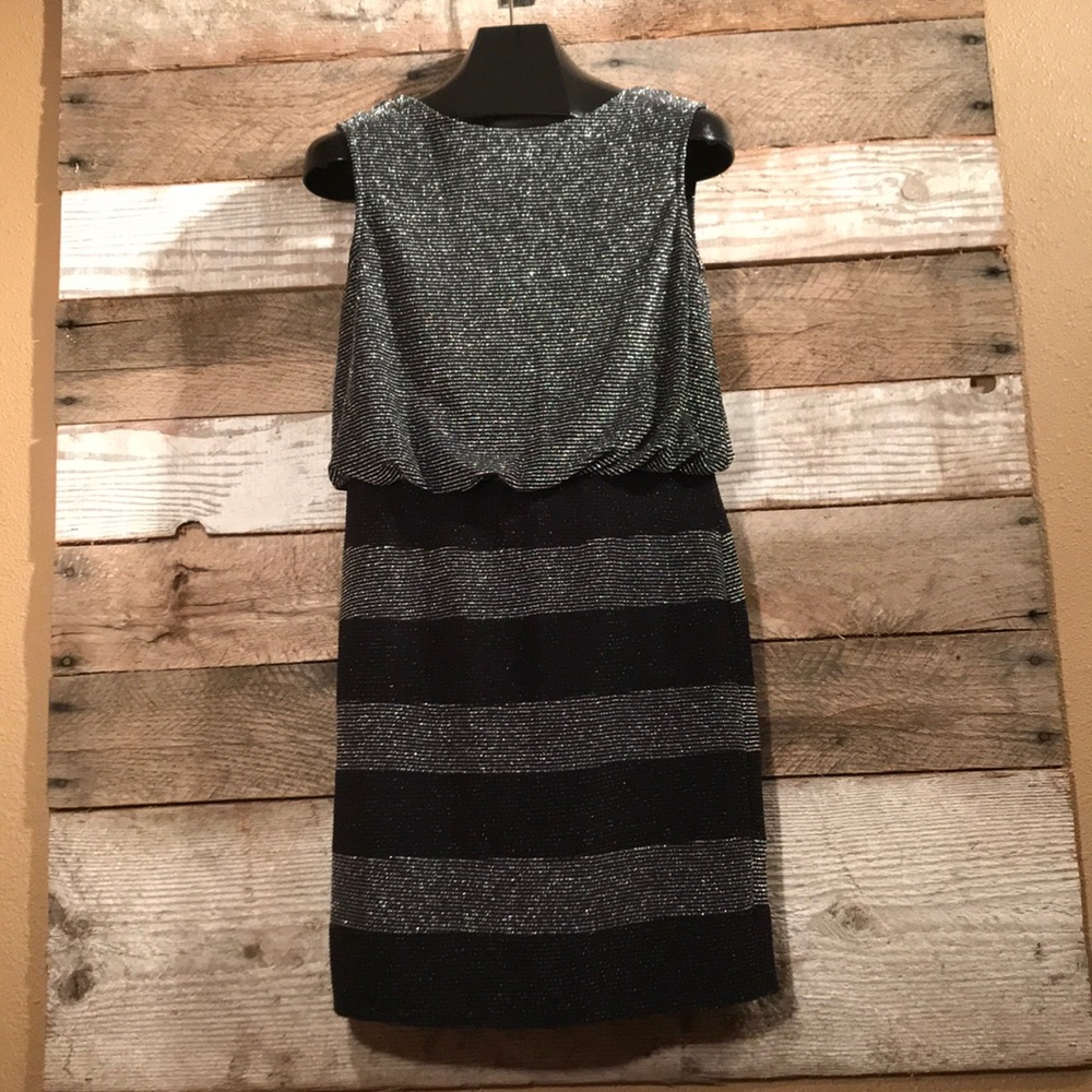 Evening Dress Sparkly Silver & Black
